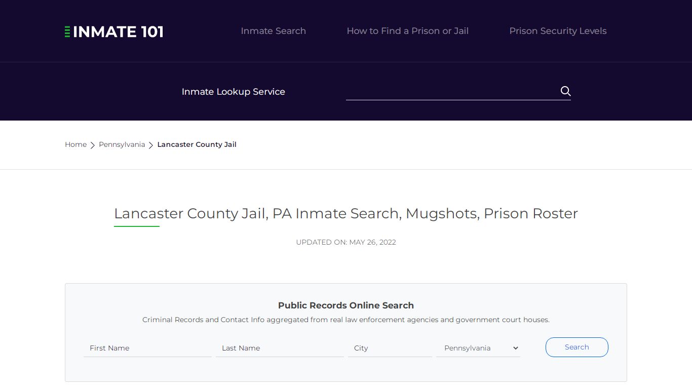 Lancaster County Jail, PA Inmate Search, Mugshots, Prison Roster